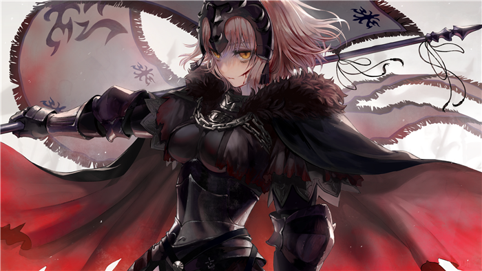Jeanne d'Arc Alter from Fate/Grand Order holding a banner