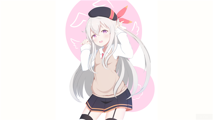 Anime girl with white hair and purple eyes