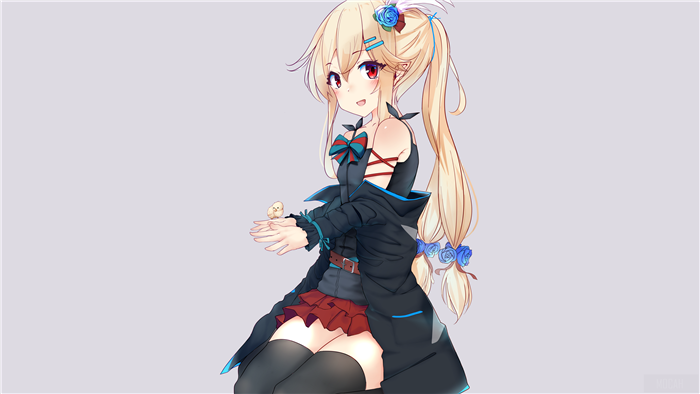 Anime girl with blonde hair and a bird