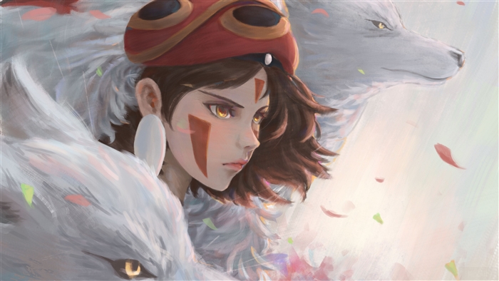 Princess Mononoke with Wolves 4K