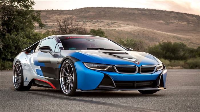 BMW i8 Sport Supercar in Blue and Black