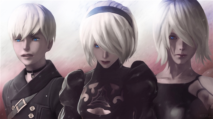 YoRHa No.2 Type B, YoRHa No.9 Type S, and YoRHa Type A No.2 from NieR: Automata 4K