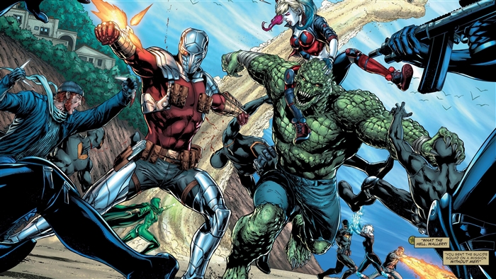 Suicide Squad 4K: Deadshot, Harley Quinn, Killer Croc in action
