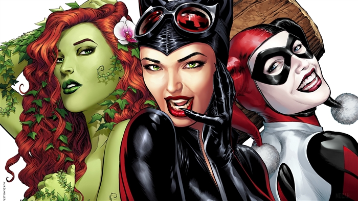 DC Comics Catwoman, Harley Quinn and Poison Ivy 4K Art