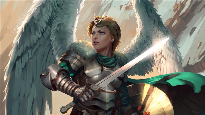 Angel Warrior with Sword and Shield 4K