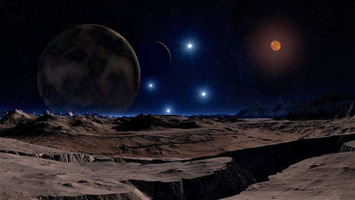 Alien Landscape with Planets and Stars 4K
