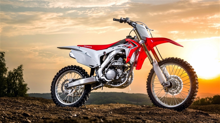 Honda CRF Motocross Motorcycle at Sunset 4K