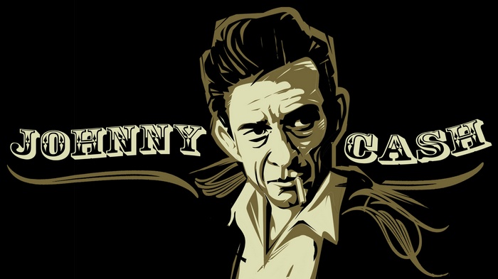 Johnny Cash portrait with text