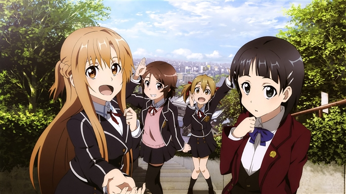 Asuna, Leafa, Lisbeth, and Silica from Sword Art Online 4K