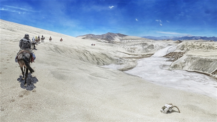 People on horseback in the Andes 4K