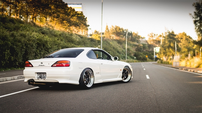 White Nissan Silvia S15 on a Road