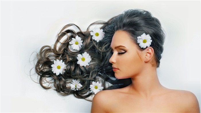 Woman with flowers in her hair