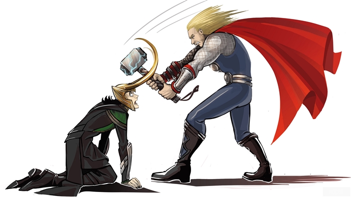 Thor from Avengers fighting Loki
