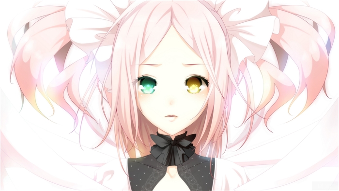 Girl with heterochromia and pink pigtails