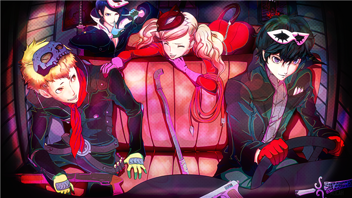 Persona 5 characters in a car 4K