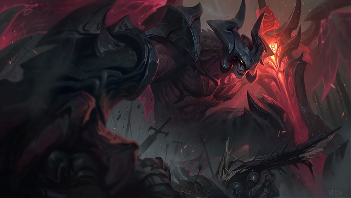 Aatrox the Darkin Warrior in Fiery Battle 4K