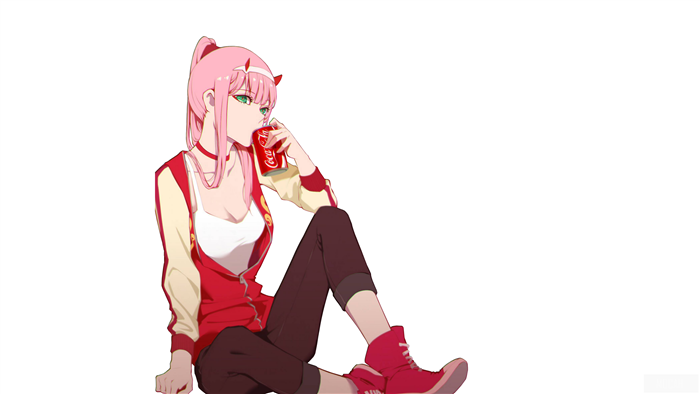 Zero Two from Darling in the FranXX Drinking Coca-Cola 4K