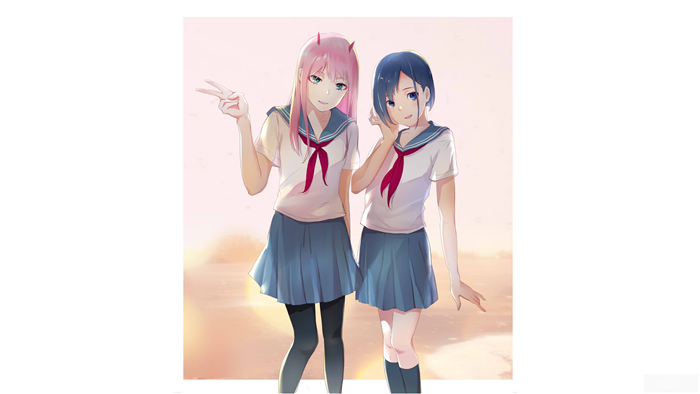 Zero Two and Ichigo from Darling in the FranXX 4K