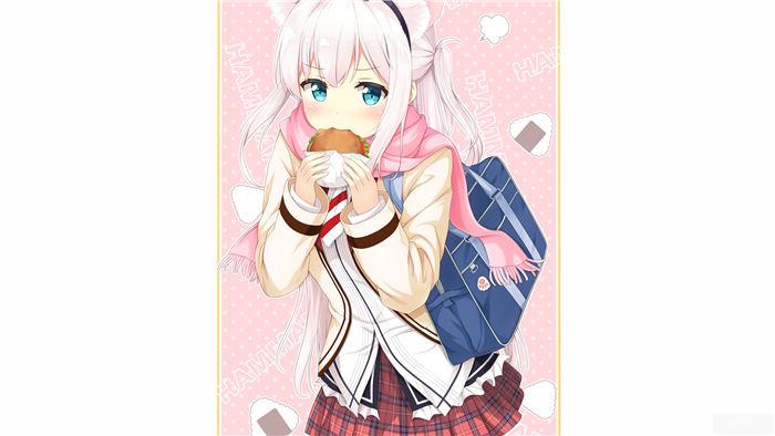 Hammann from Azur Lane eating a burger