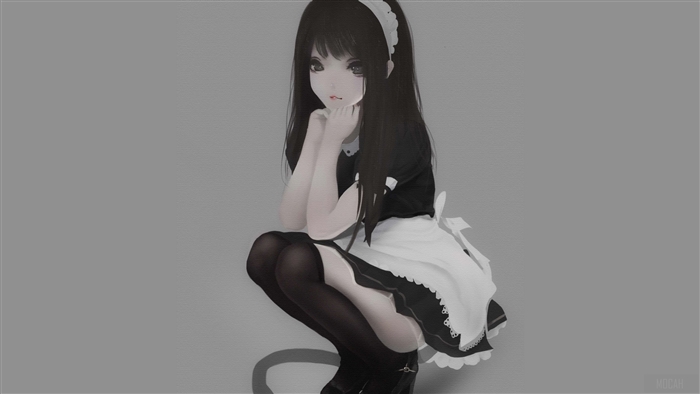 Anime girl in maid outfit