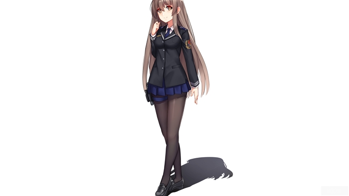Girl in Uniform with Long Hair and Pantyhose 4K