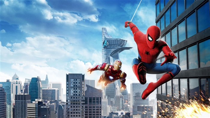 Spider-Man and Iron Man in a Cityscape 4K