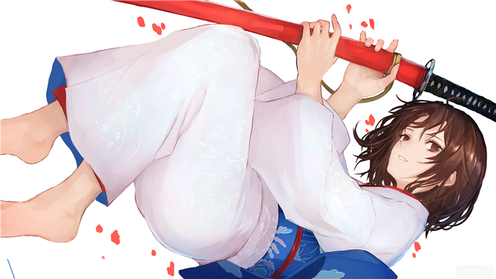 Shiki Ryougi with a red katana 4K
