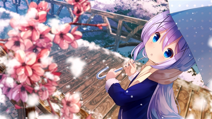 Chino Kafū with Umbrella and Cherry Blossoms 4K