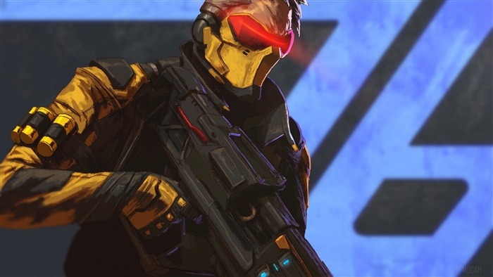 Soldier: 76 from Overwatch holding a weapon