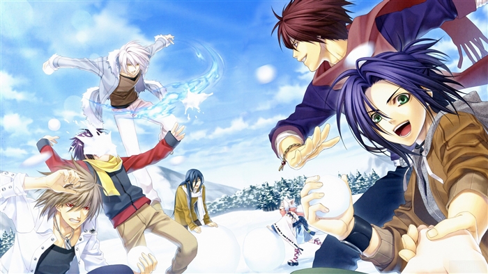 Boys playing snowball fight in the snow 4K