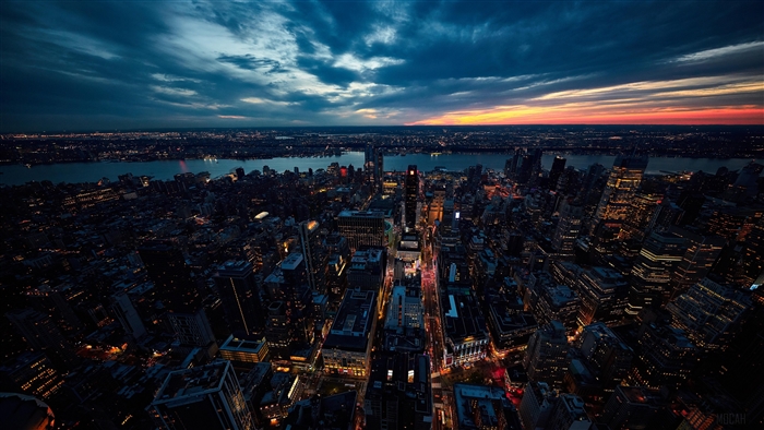 New York Cityscape at Sunset 4K
