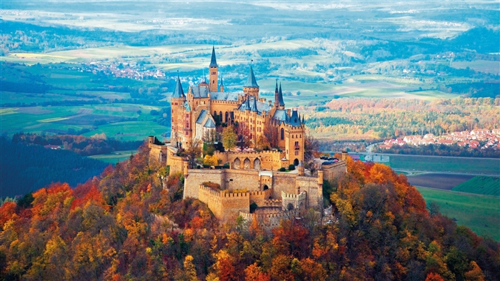 Hohenzollern Castle in Fall 4K