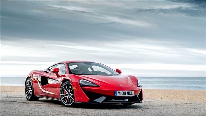 Red McLaren 570S Supercar on Seaside Road 4K