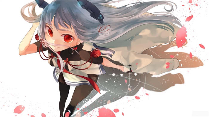 Anime girl with red eyes and white hair