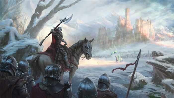 Fantasy Battle Scene with Knight on Horse