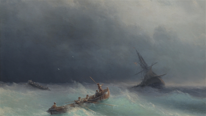 Shipwreck in a Storm with Rowboats