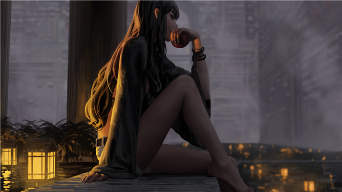 Girl eating an apple by a window 4K
