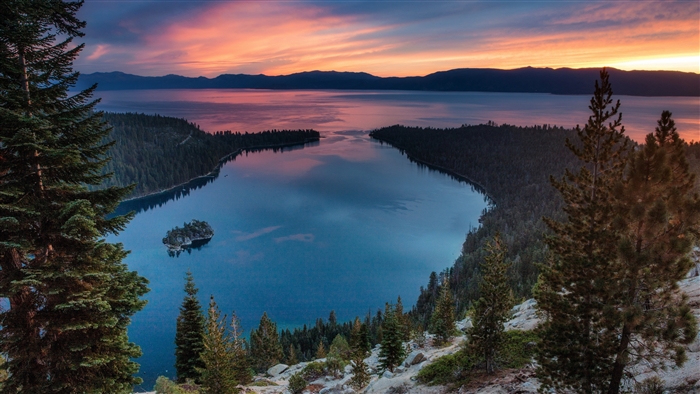 Emerald Bay at Lake Tahoe at Sunset
