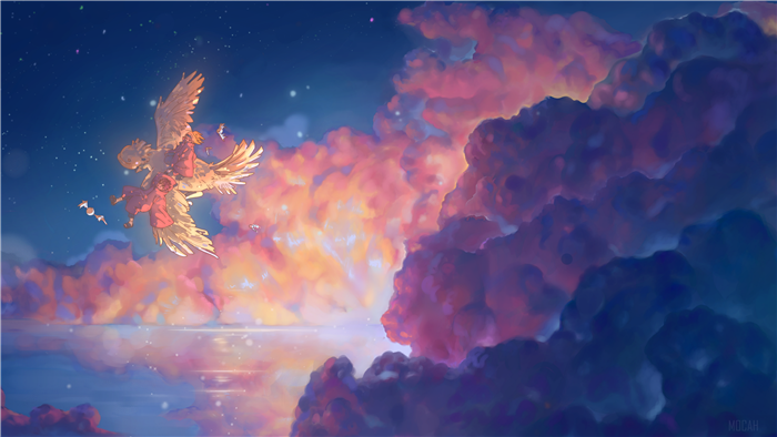 Deidara and Sasori flying on a bird