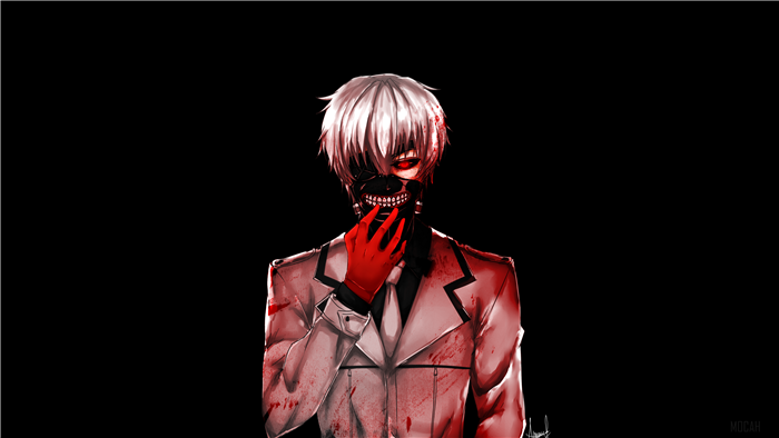 Ken Kaneki in Bloodied Mask from Tokyo Ghoul 4K
