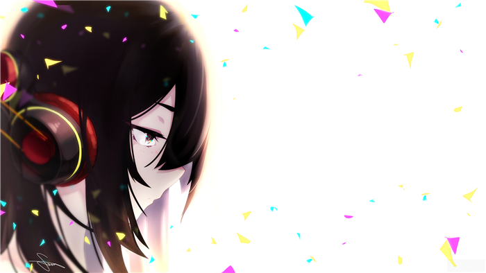 Girl with Headphones and Confetti 4K