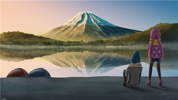 Nadeshiko Kagamihara and Rin Shima from Yuru Camp 4K