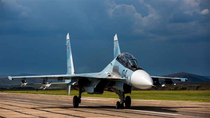 Sukhoi Su-30 Jet Fighter on Runway 4K