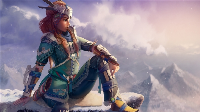 Aloy from Horizon Zero Dawn in the snow 4K