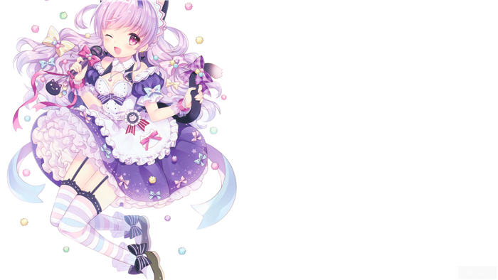 Cat Girl with Purple Hair and Microphone