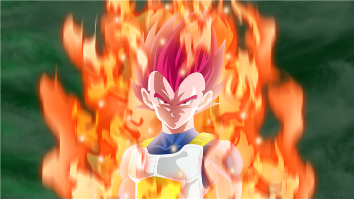 Vegeta from Dragon Ball Z with fiery aura