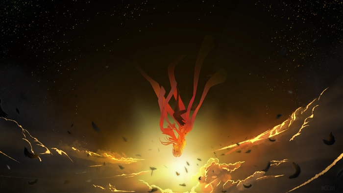 Inori Yuzuriha falling through clouds 4K