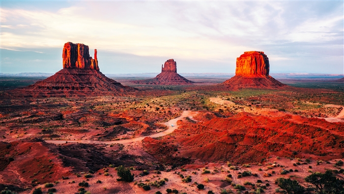 Monument Valley desert landscape with rock formations 4K