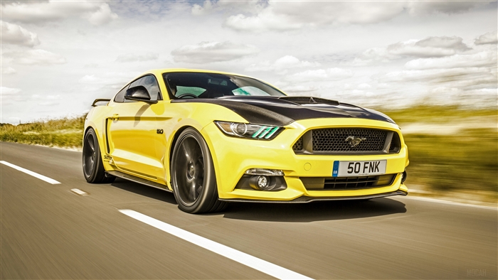 Yellow Ford Mustang GT 50 FNК 4K