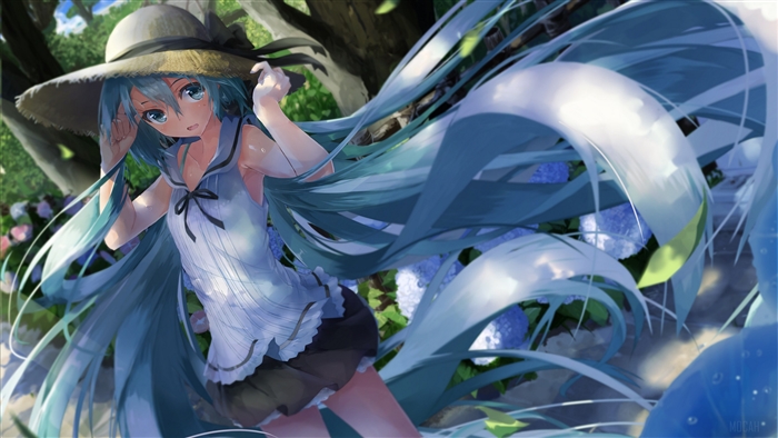 Hatsune Miku in Summer Hat 4K